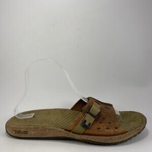 Teva 6324 Leather Slide Sandals Womens Size 10 Brown Casual Beach Summer